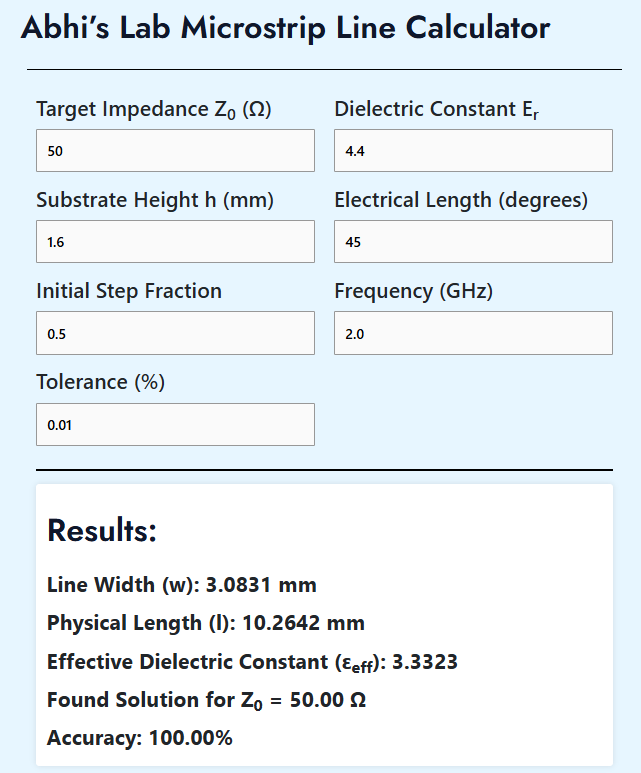 Microstripline Calculator